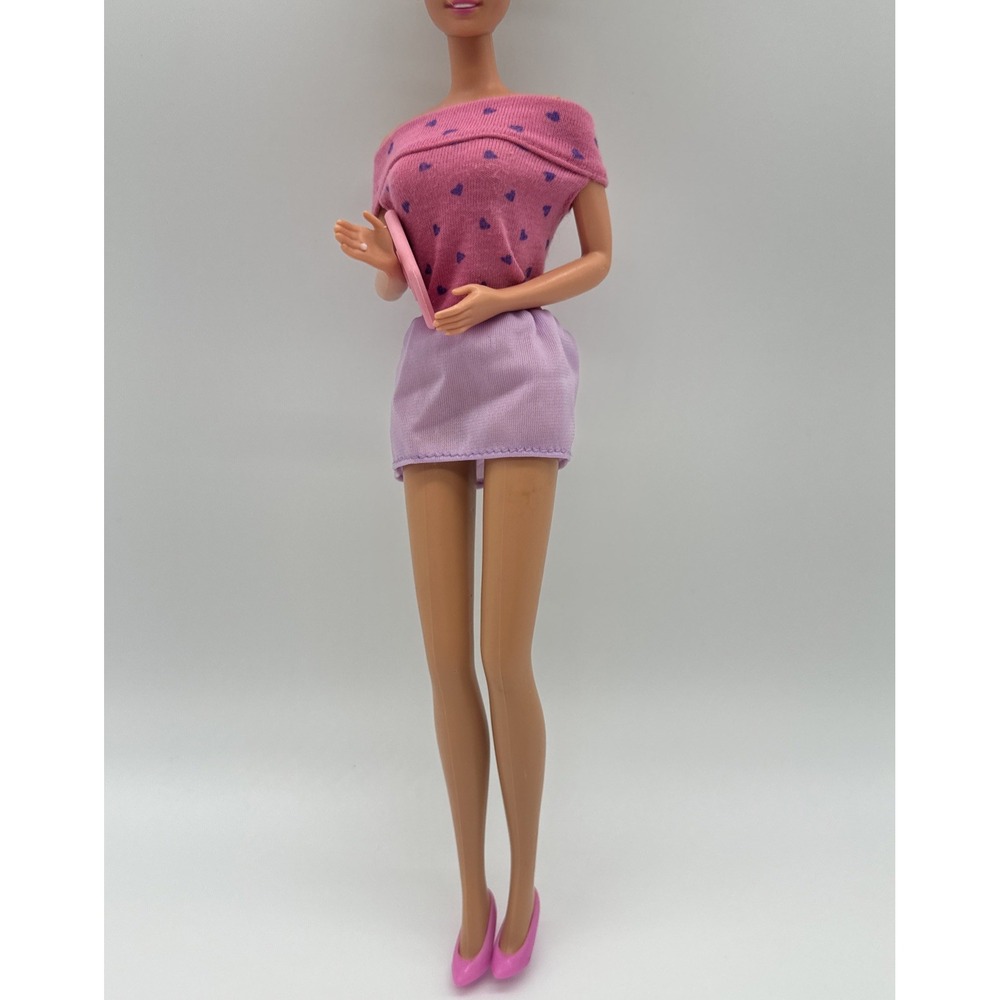 Vintage Barbie Fashion Fever Pink Hearts Dress Clutch Heels Outfit 1990 Mattel